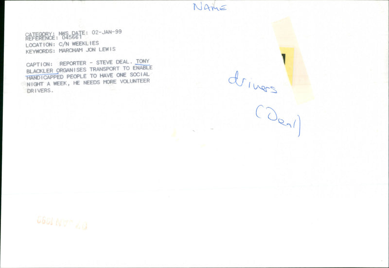 Tony Blackler - Vintage Photograph