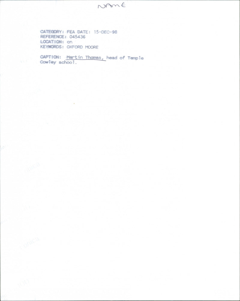 Martin Thomas - Vintage Photograph