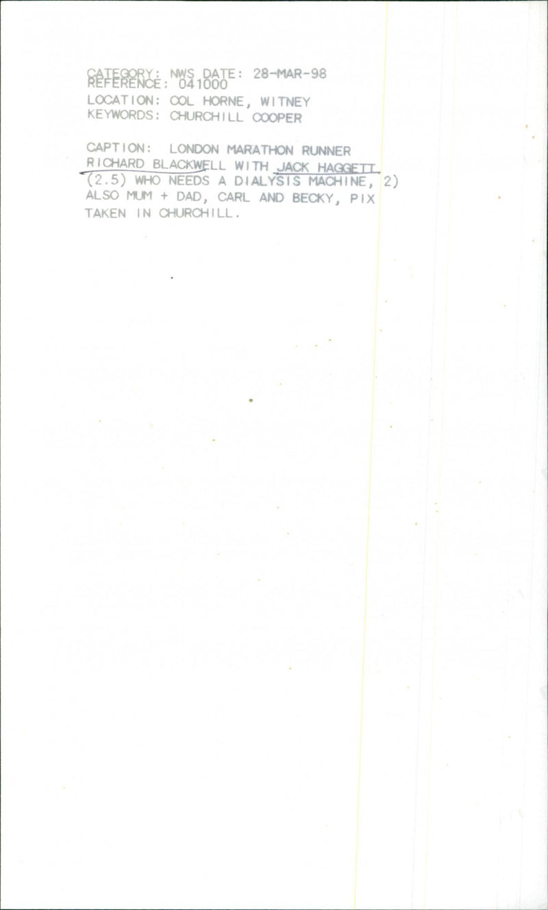 Richard Blackwell, Jack Hagget london marathon runner - Vintage Photograph