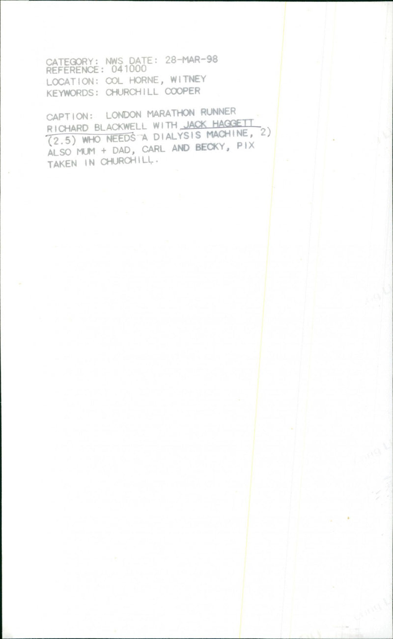 Richard Blackwell, with Jack Hagget who needs a dialysis machine - Vintage Photograph