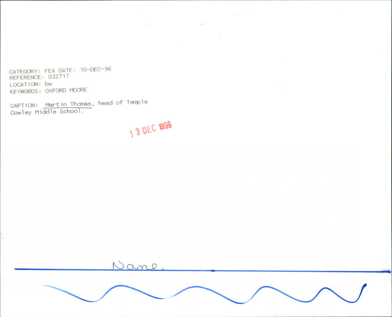 Martin Thomas - Vintage Photograph