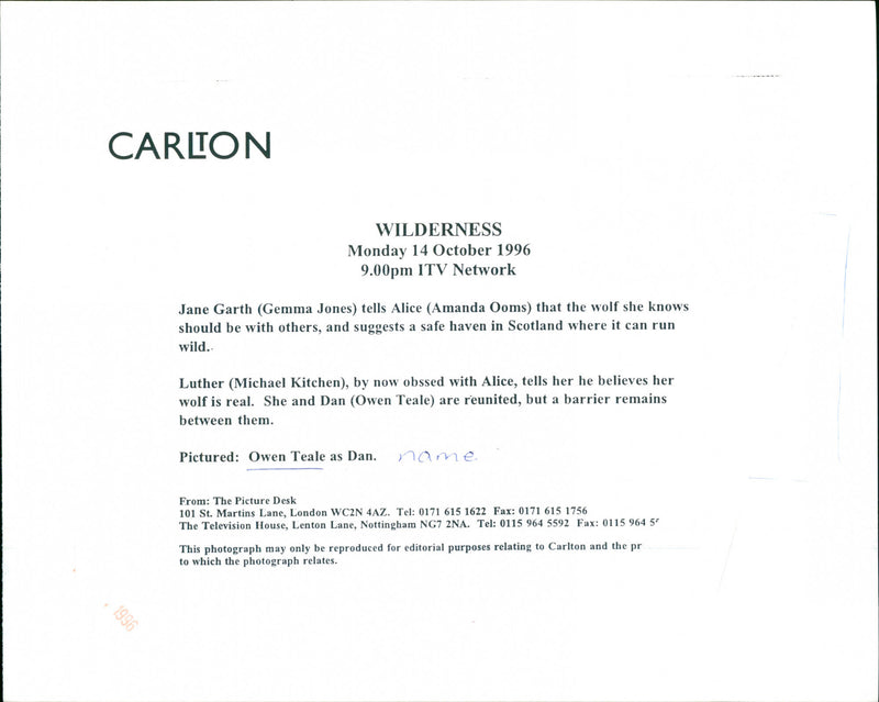 Owen Teale as Dan - Vintage Photograph