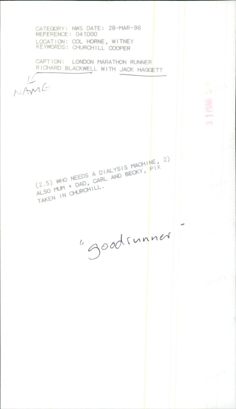 Richard Blackwell, with Jack Hagget who needs a dialysis machine - Vintage Photograph