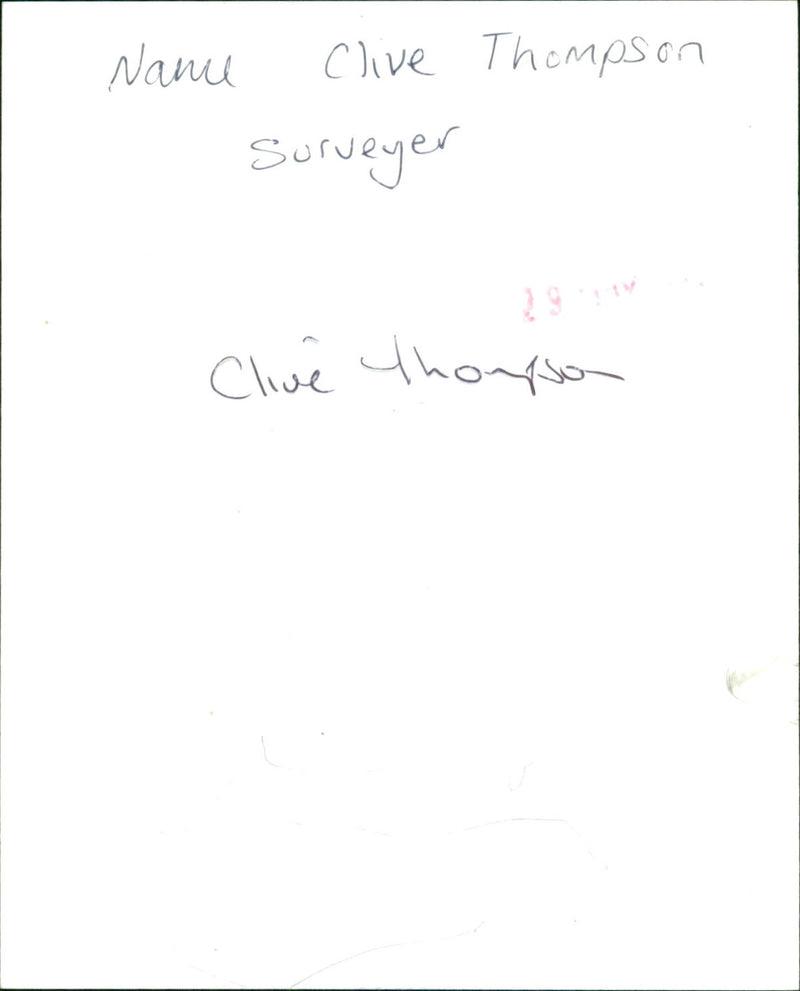 Clive Thompson - Vintage Photograph