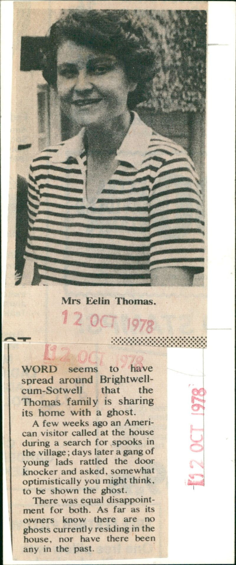 Mrs Eelin Thomas - Vintage Photograph