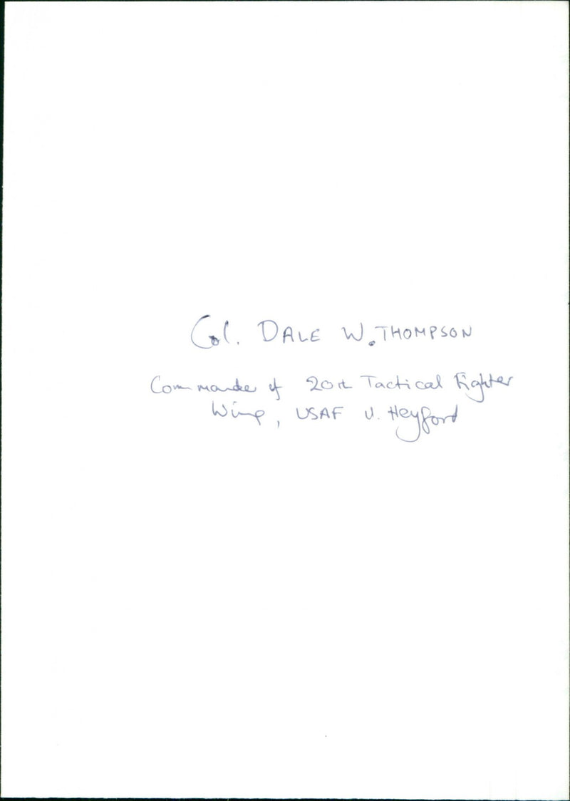 Col Dale W. Thompson - Vintage Photograph