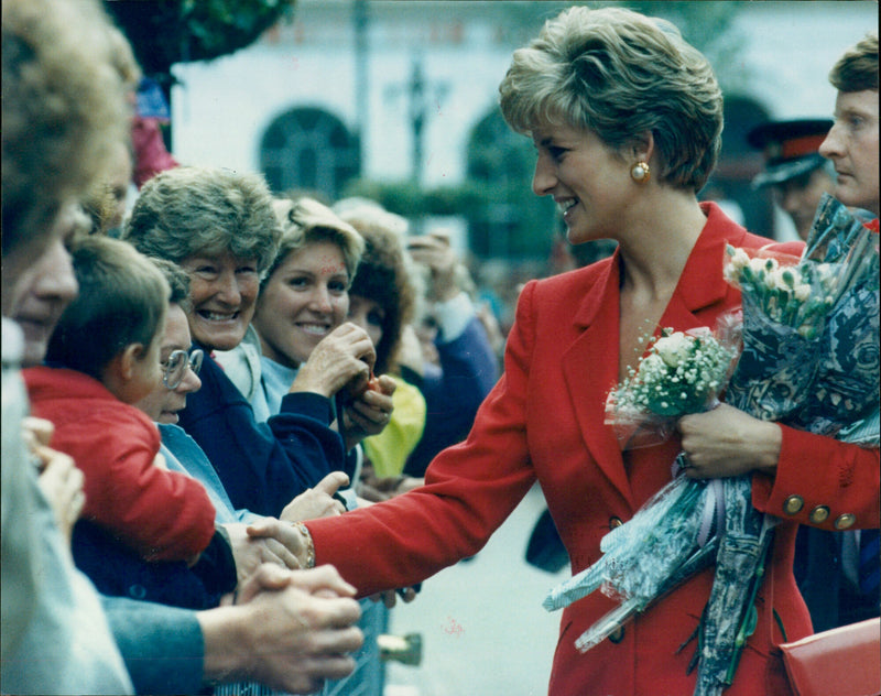 Diana princess of wales walking about Banbury - Vintage Photograph