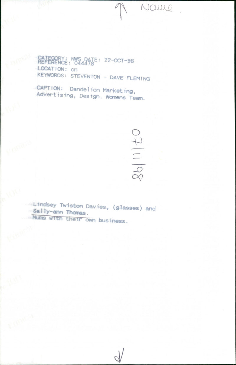 Lindsay Twiston Davies, Sally Ann Thomas - Vintage Photograph