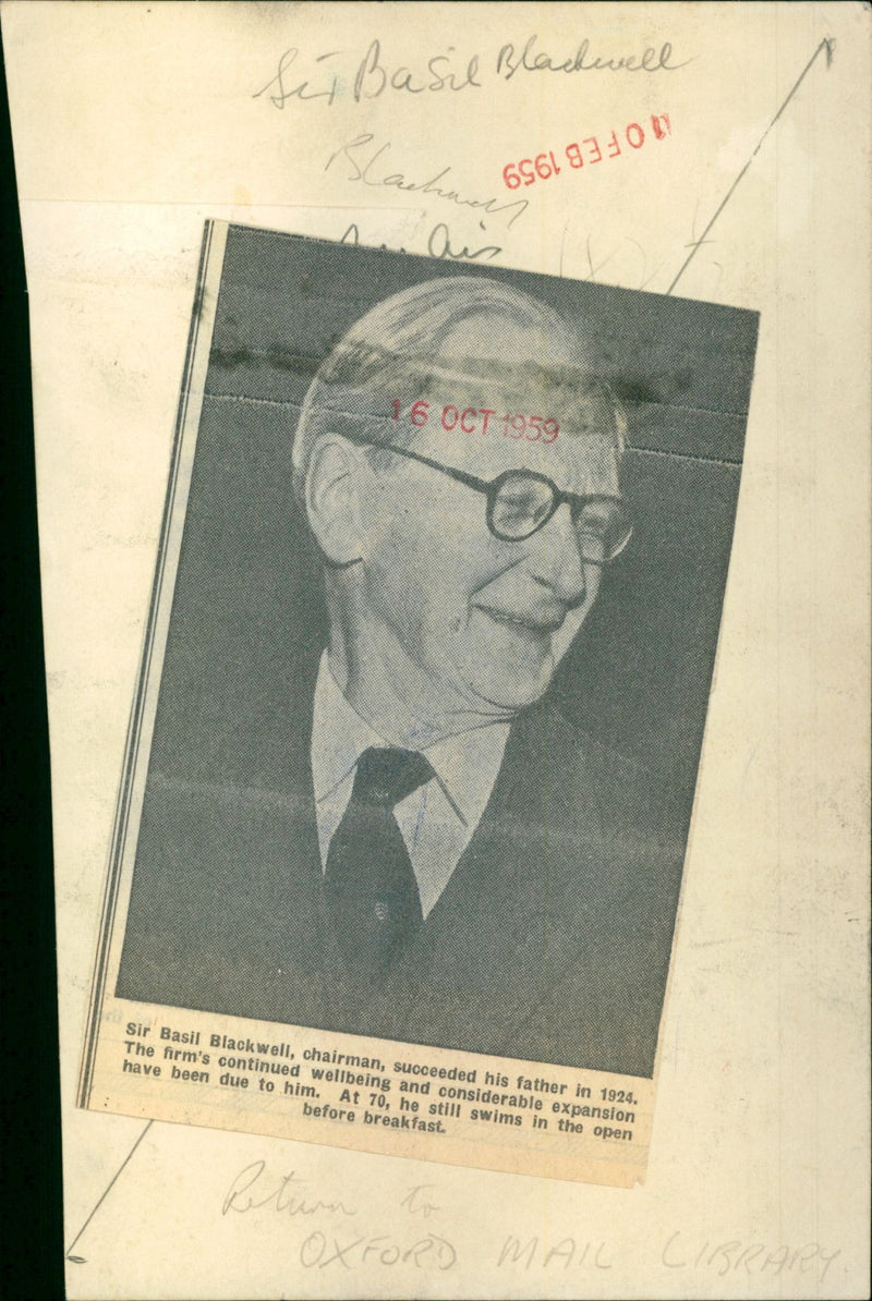 Sir Basil Blackwell - Vintage Photograph