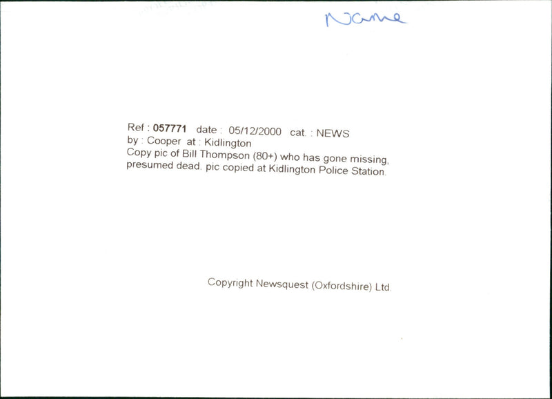 Bill Thompson - Vintage Photograph