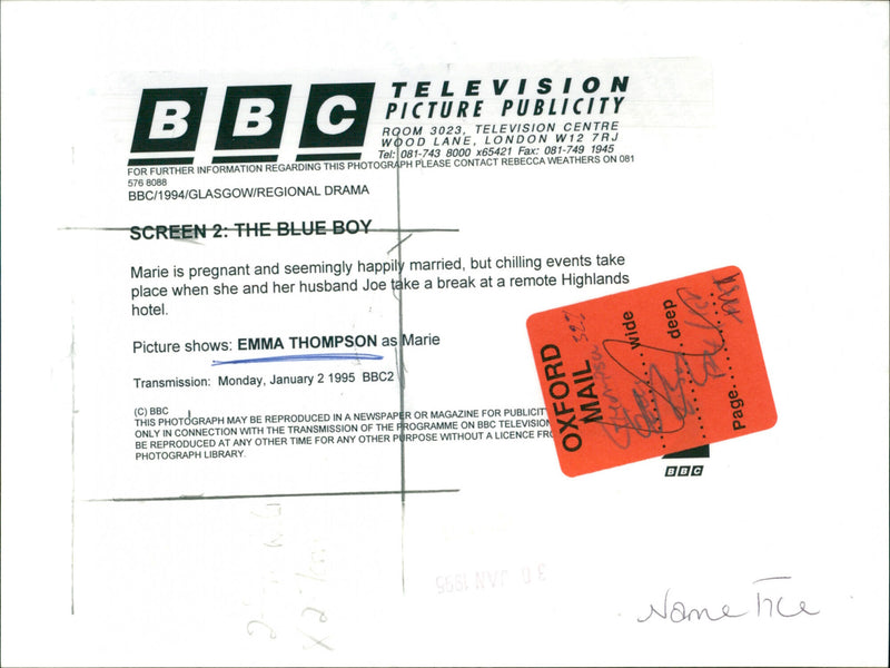 Emma Thompson - Vintage Photograph