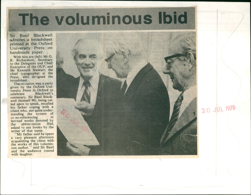 Sir Basil Blackwell - Vintage Photograph