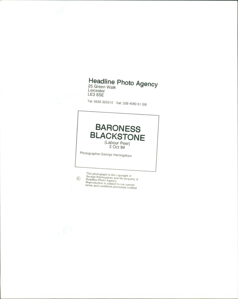 Baroness Blackstone - Vintage Photograph