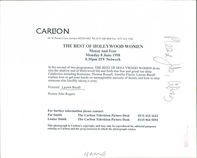 Lauren Bacall - Vintage Photograph