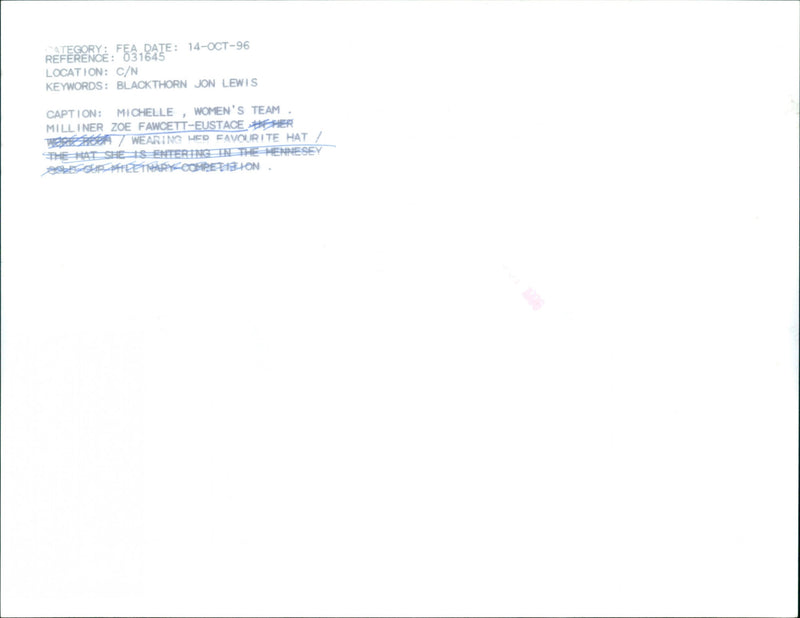 Zoe Fawcett-Eustace - Vintage Photograph