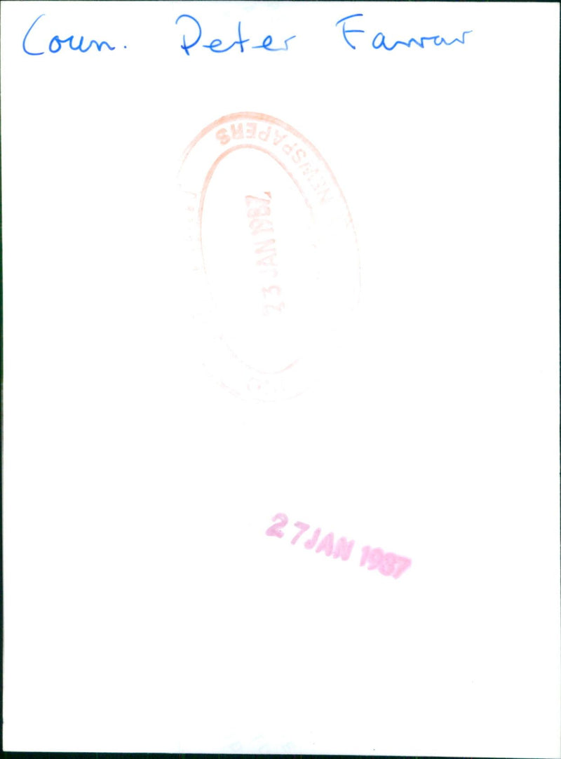 Coun Peter Farrar - Vintage Photograph