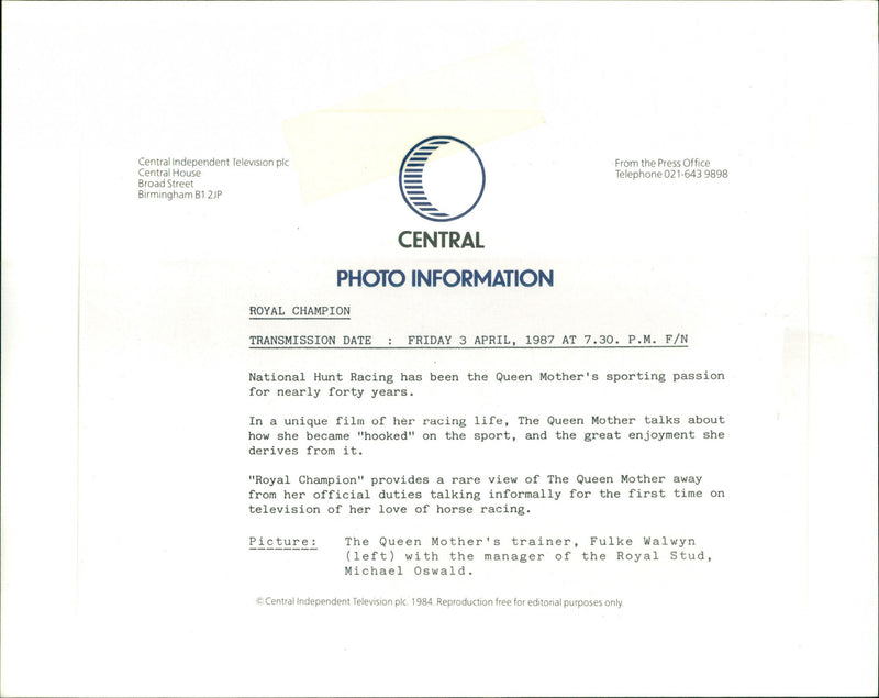 Queen Mother's trainer Fulke Walwyn - Vintage Photograph