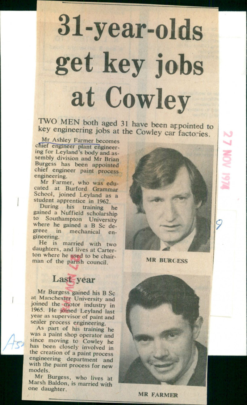 Ashley Farmer, Brian Burgess - Vintage Photograph