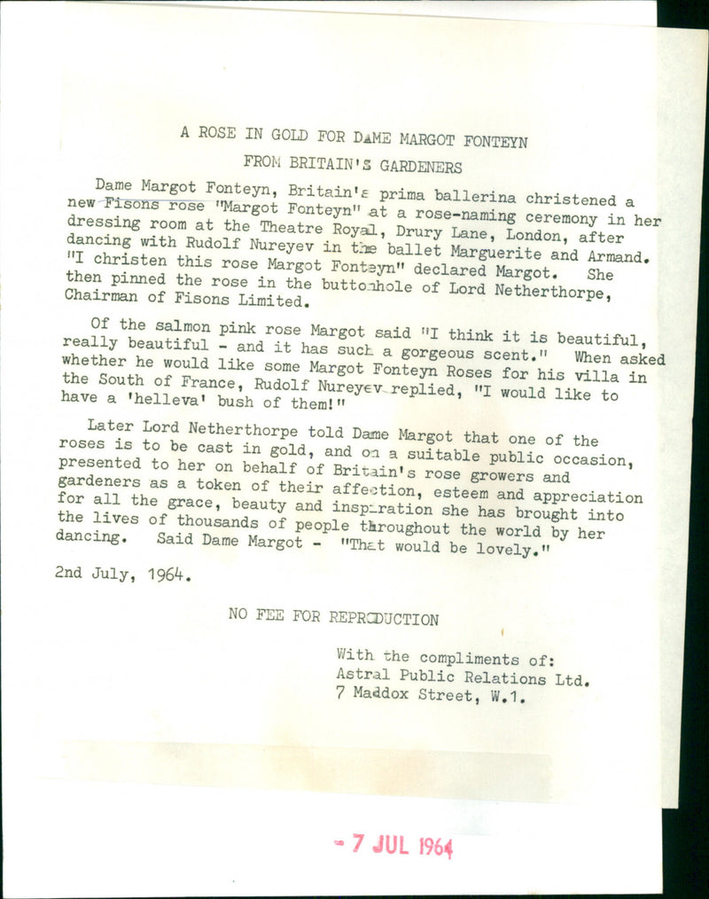 Margot Fonteyn - Vintage Photograph