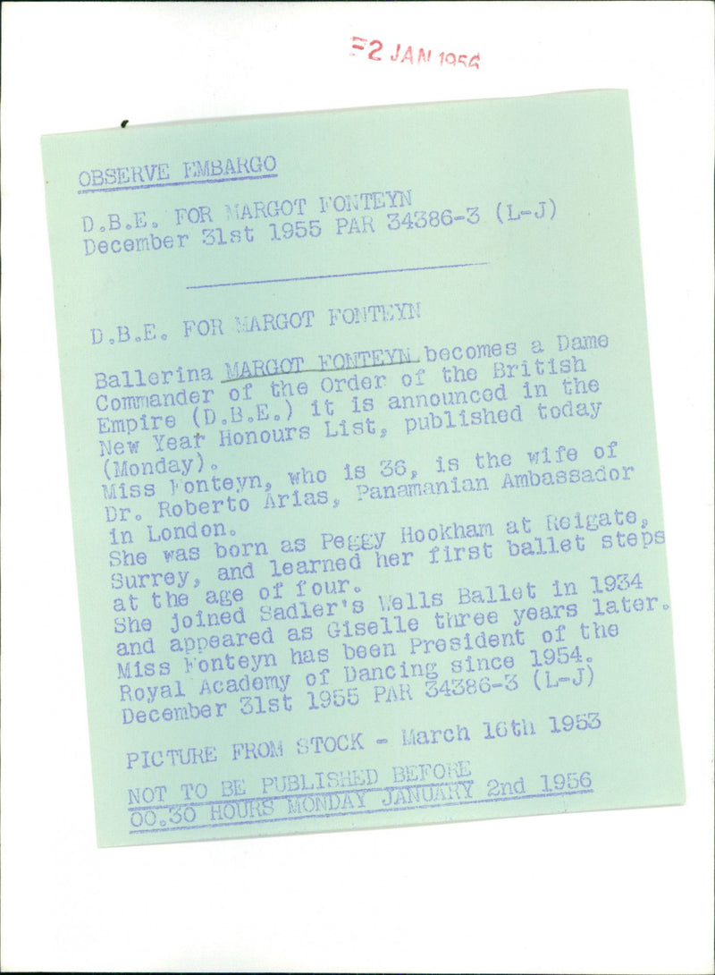 Margot Fonteyn - Vintage Photograph