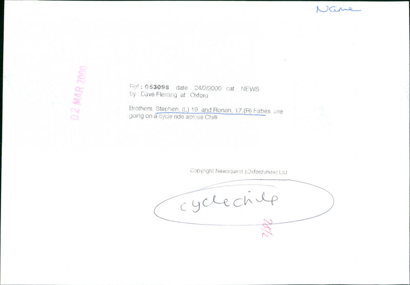 Stephen and Ronan Fabes - Vintage Photograph