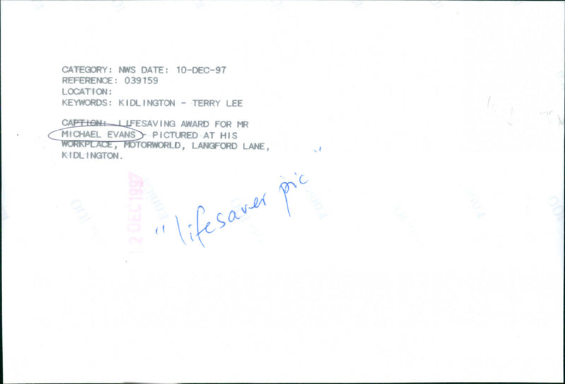 Michael Evans - Vintage Photograph