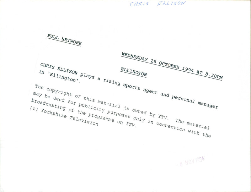 Chris Ellison - Vintage Photograph