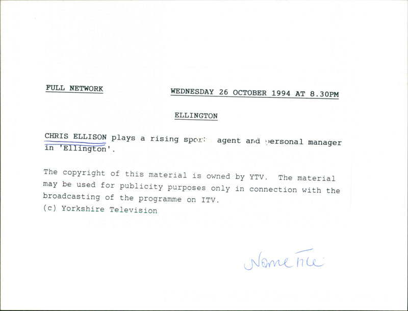 Chris Ellison - Vintage Photograph