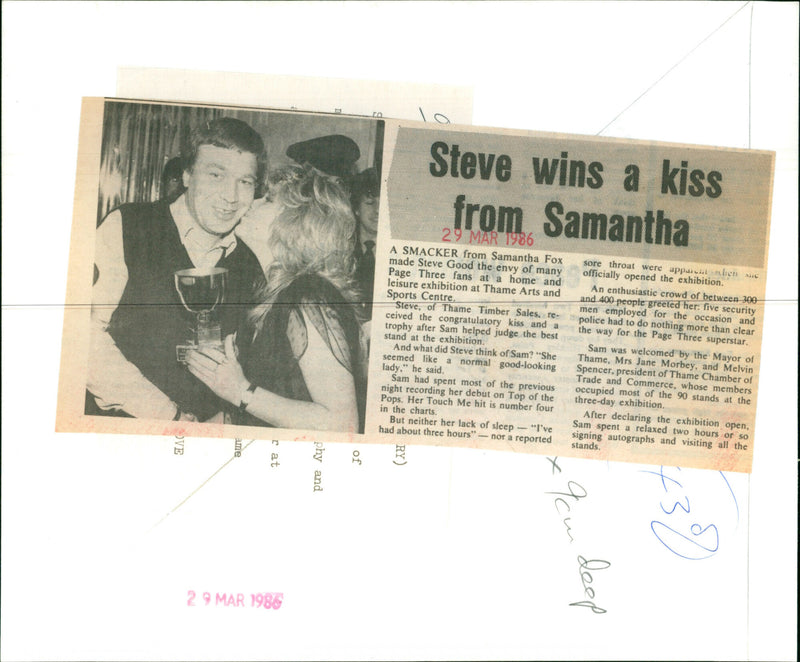 Samantha Fox - Vintage Photograph