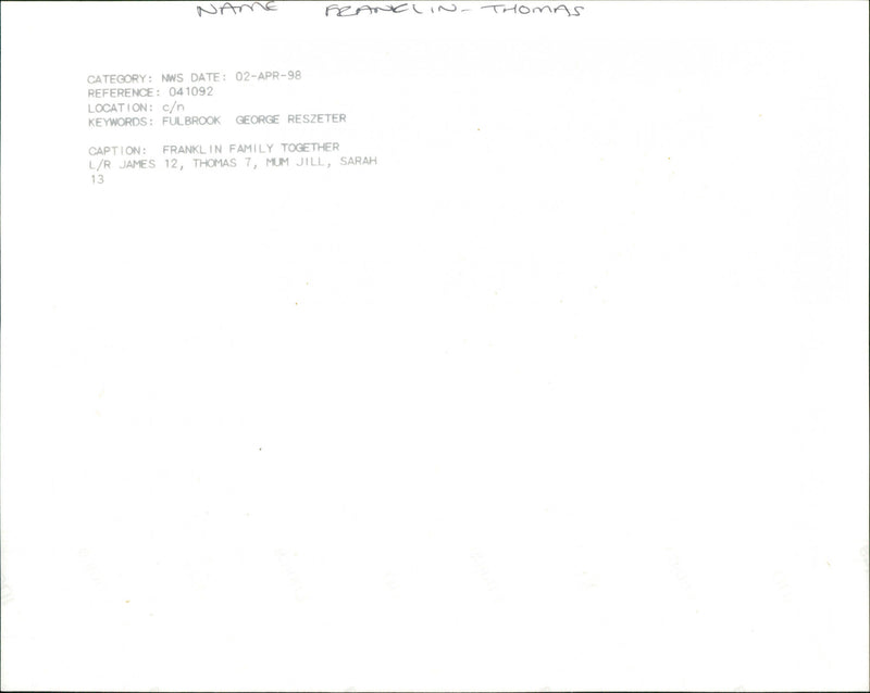 Thomas Franklin - Vintage Photograph