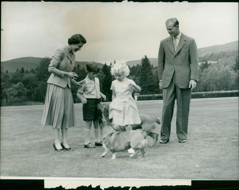 Prince Charles, Princess Anne, Prince  Philip and Queen Elizabeth II - Vintage Photograph