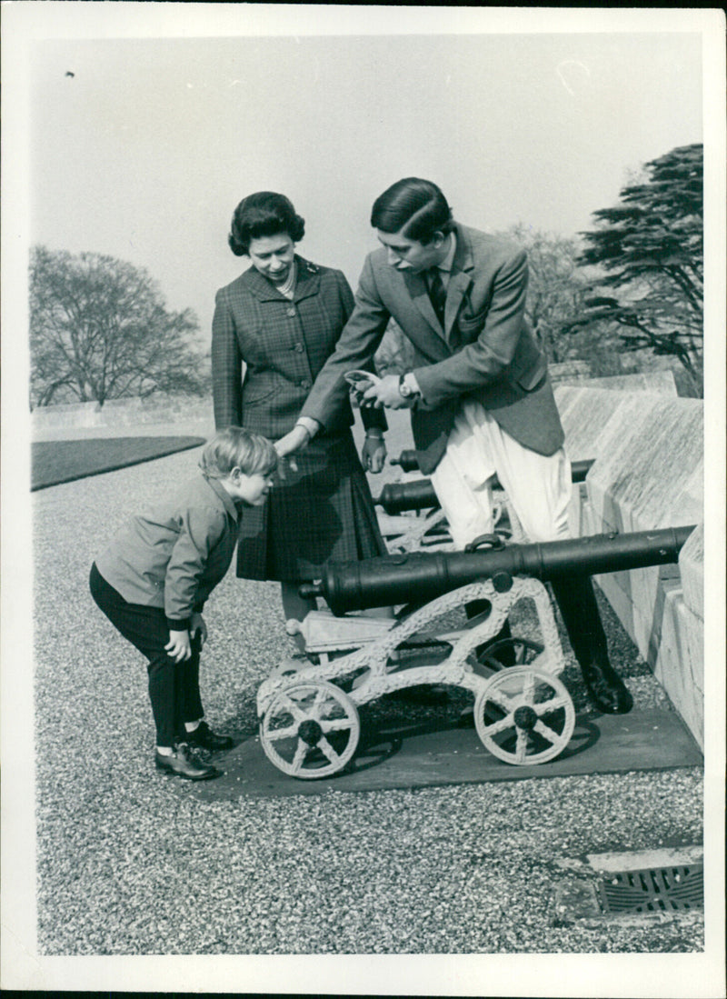 Queen Elizabeth II, Prince Charles and Prince Edward - Vintage Photograph