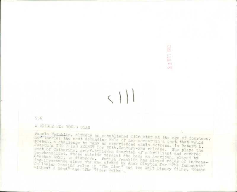 Pamela Franklin - Vintage Photograph