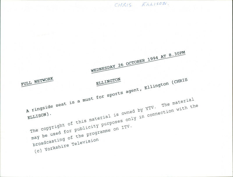 Chris Ellison - Vintage Photograph