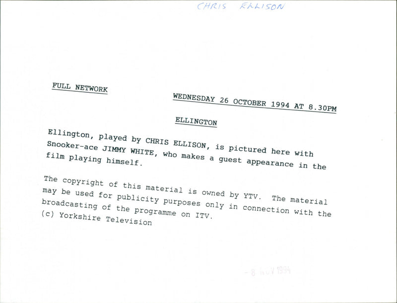 Chris Ellison , Jimmy White - Vintage Photograph