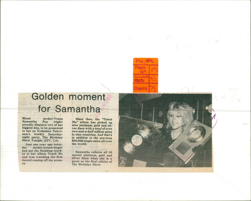 Samantha Fox - Vintage Photograph