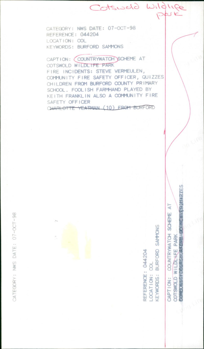 Countrywatch scheme at Cotswold Wildlife Park - Vintage Photograph