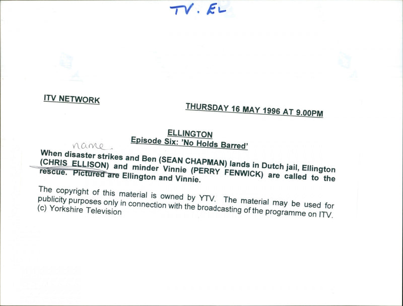 Chris Ellison , Perry Fenwick - Vintage Photograph