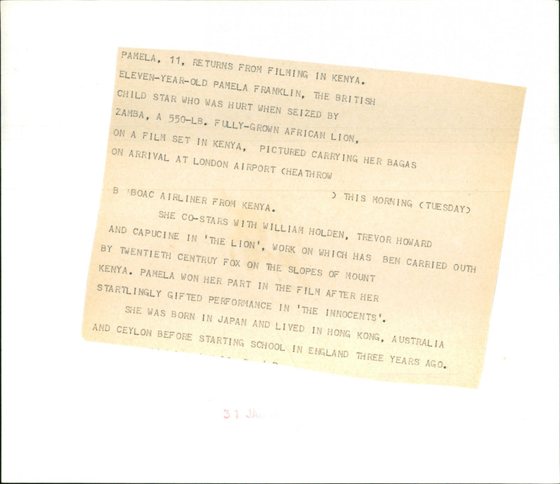 Pamela Franklin - Vintage Photograph