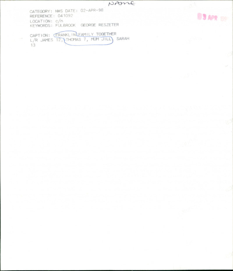 Thomas Franklin - Vintage Photograph