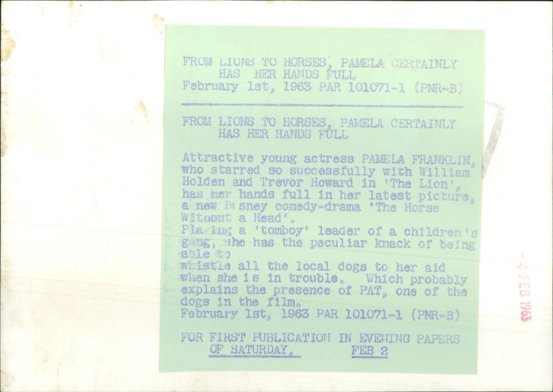 Pamela Franklin - Vintage Photograph