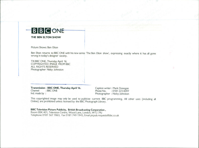 Ben Elton - Vintage Photograph