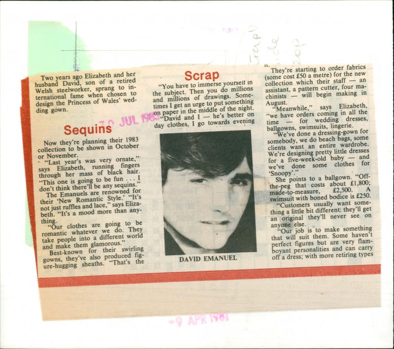 David Emanuel and elizabeth - Vintage Photograph