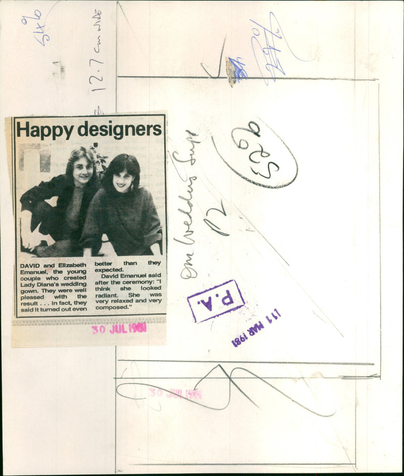 David, Elizabeth Emanuel - Vintage Photograph