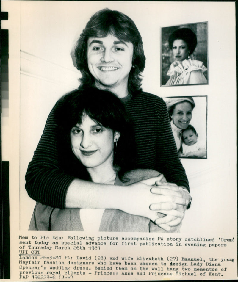 David, Wife Elizabeth and Emmanuel the young mayfair designers - Vintage Photograph