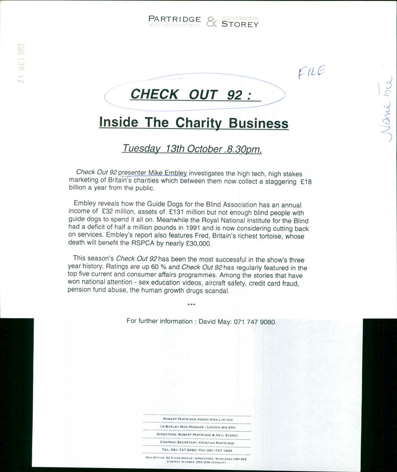 Presenter Mike Embley - Vintage Photograph