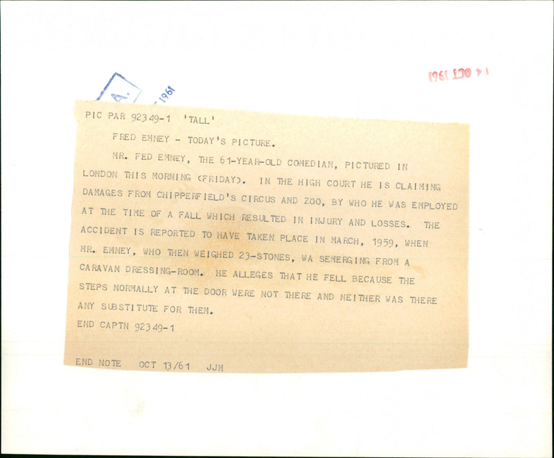 Fred Emney - Vintage Photograph