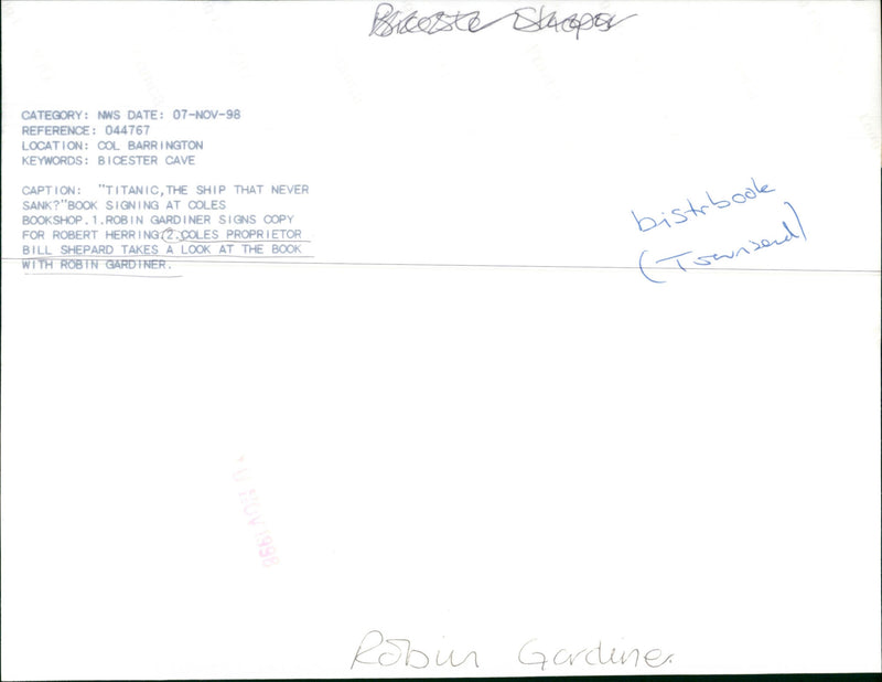 Robin Gardiner - Vintage Photograph