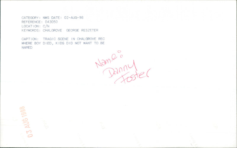 Danny Foster - Vintage Photograph