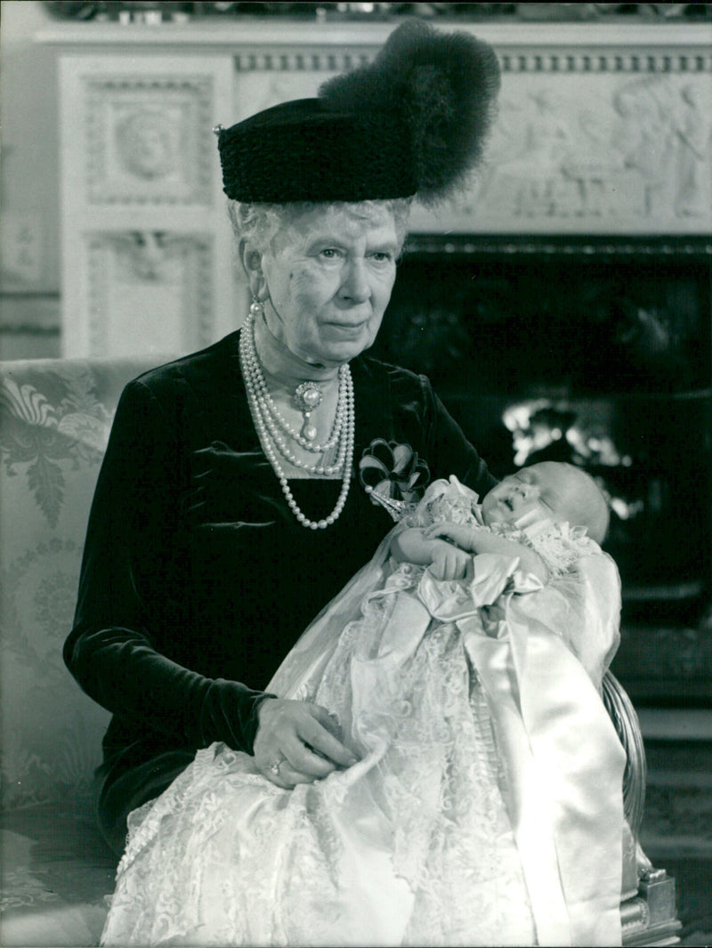 Queen Mary holding Prince Charles - Vintage Photograph